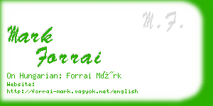 mark forrai business card